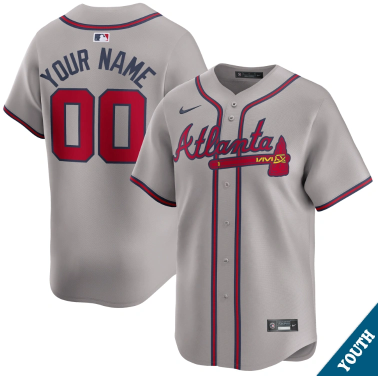 Youth Atlanta Braves Custom Gray Away Limited Jersey