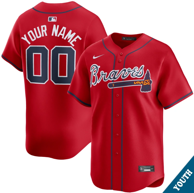 Youth Atlanta Braves Custom Red Alternate Limited Jersey