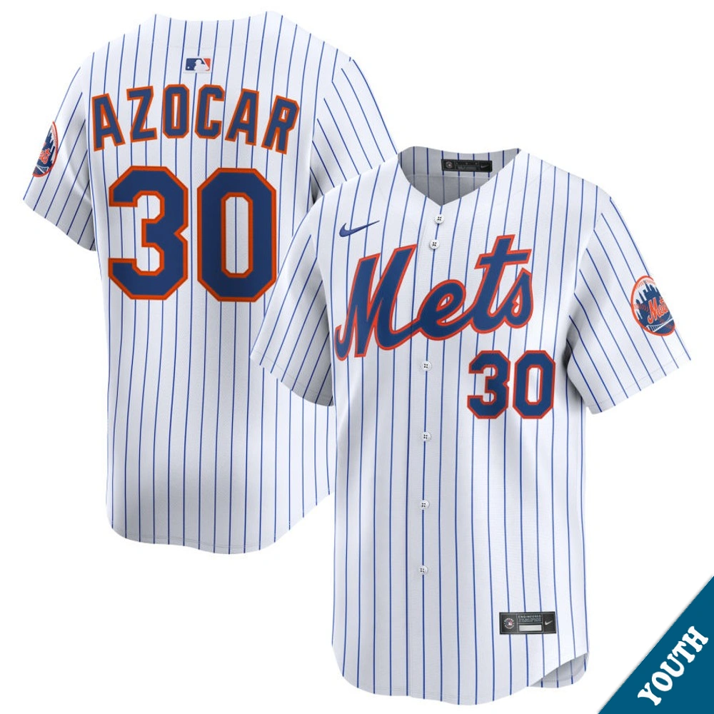 Youth New York Mets Jose Azocar #30 Home White Limited Jersey
