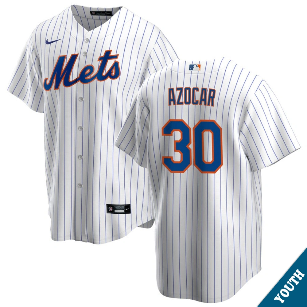 Youth New York Mets Jose Azocar #30 Home White Replica Jersey