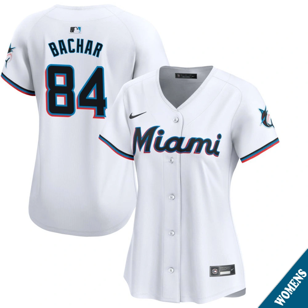 Women's Miami Marlins Lake Bachar #84 Home White Limited Jersey