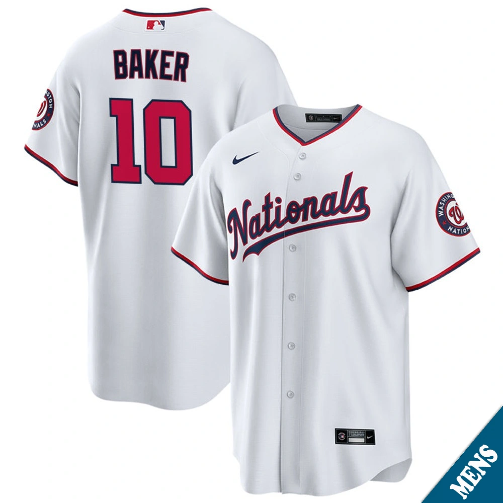 Men's Washington Nationals Darren Baker #10 White Replica Jersey