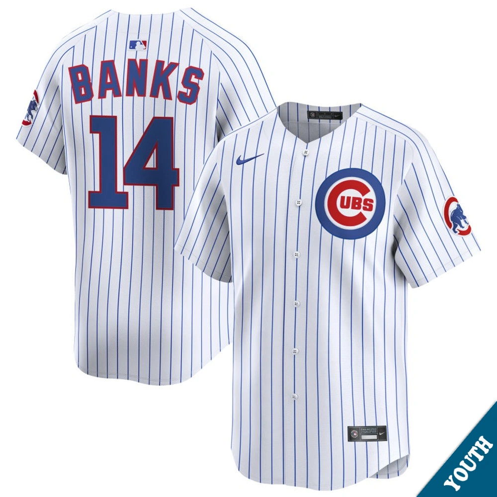Youth Chicago Cubs Ernie Banks #14 Home White Limited Former Player‌ Jersey