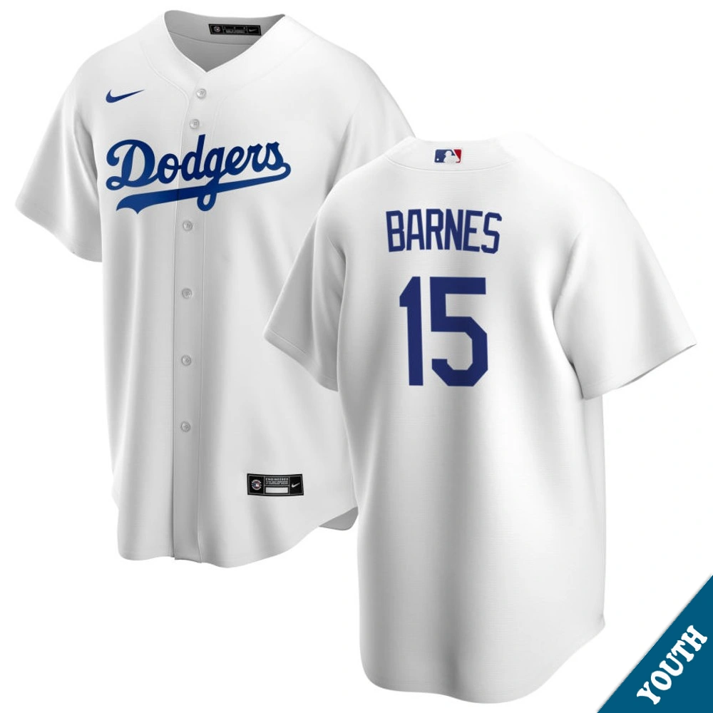 Youth Los Angeles Dodgers Austin Barnes #15 Home White Replica Jersey