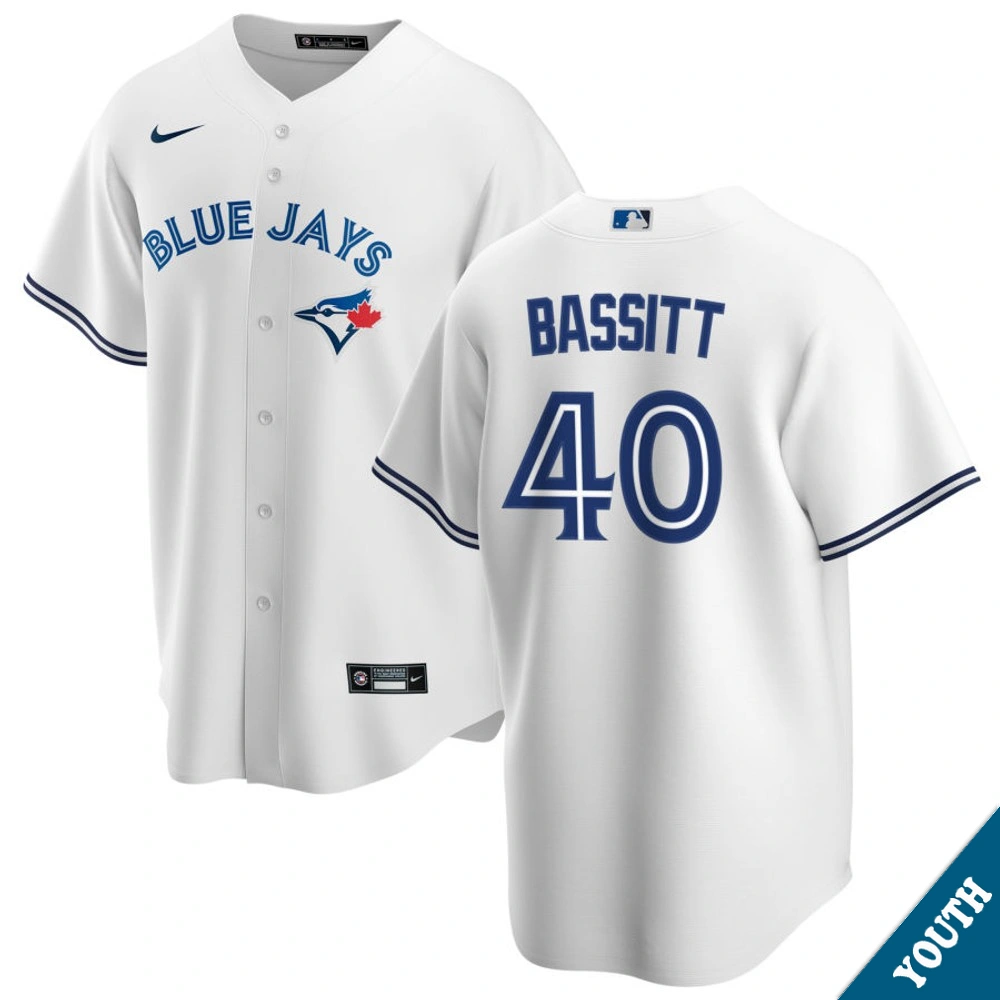 Youth Toronto Blue Jays Chris Bassitt #40 Home White Replica Jersey