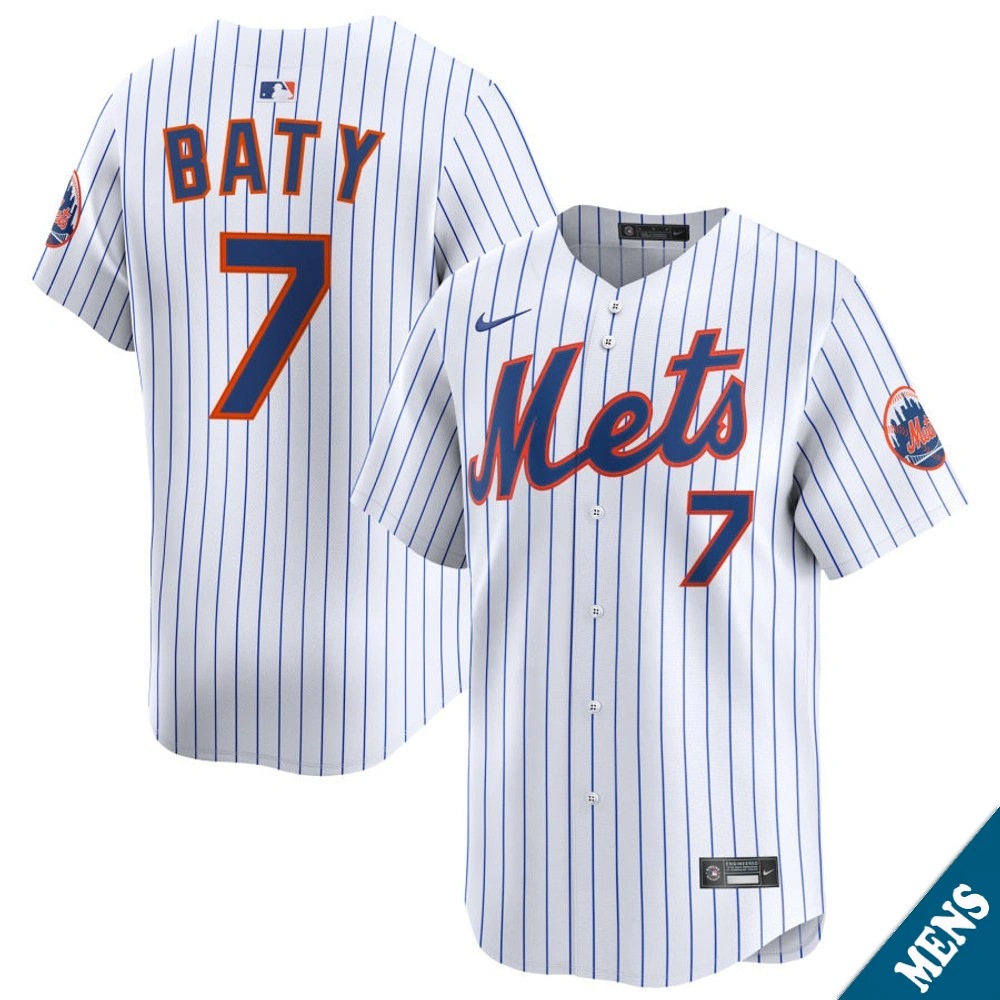 Men's New York Mets Brett Baty #7 Home White Limited Jersey
