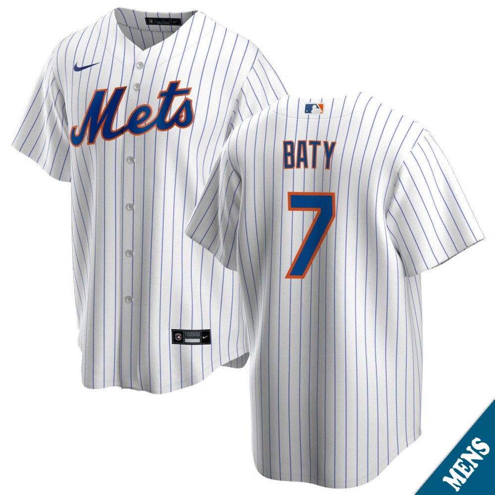 Men's New York Mets Brett Baty #7 Home White Replica Jersey