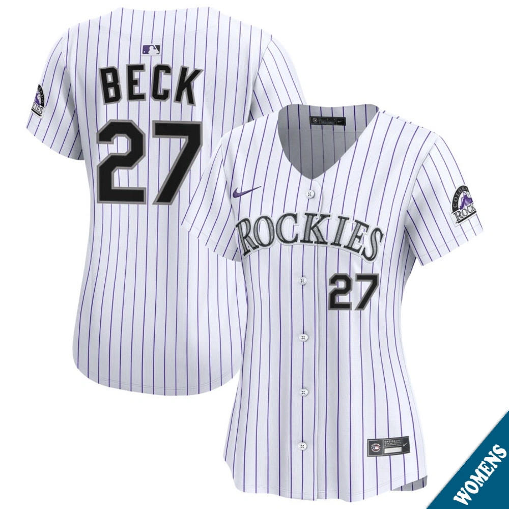 Women's Colorado Rockies Jordan Beck #27 Home White Limited Jersey