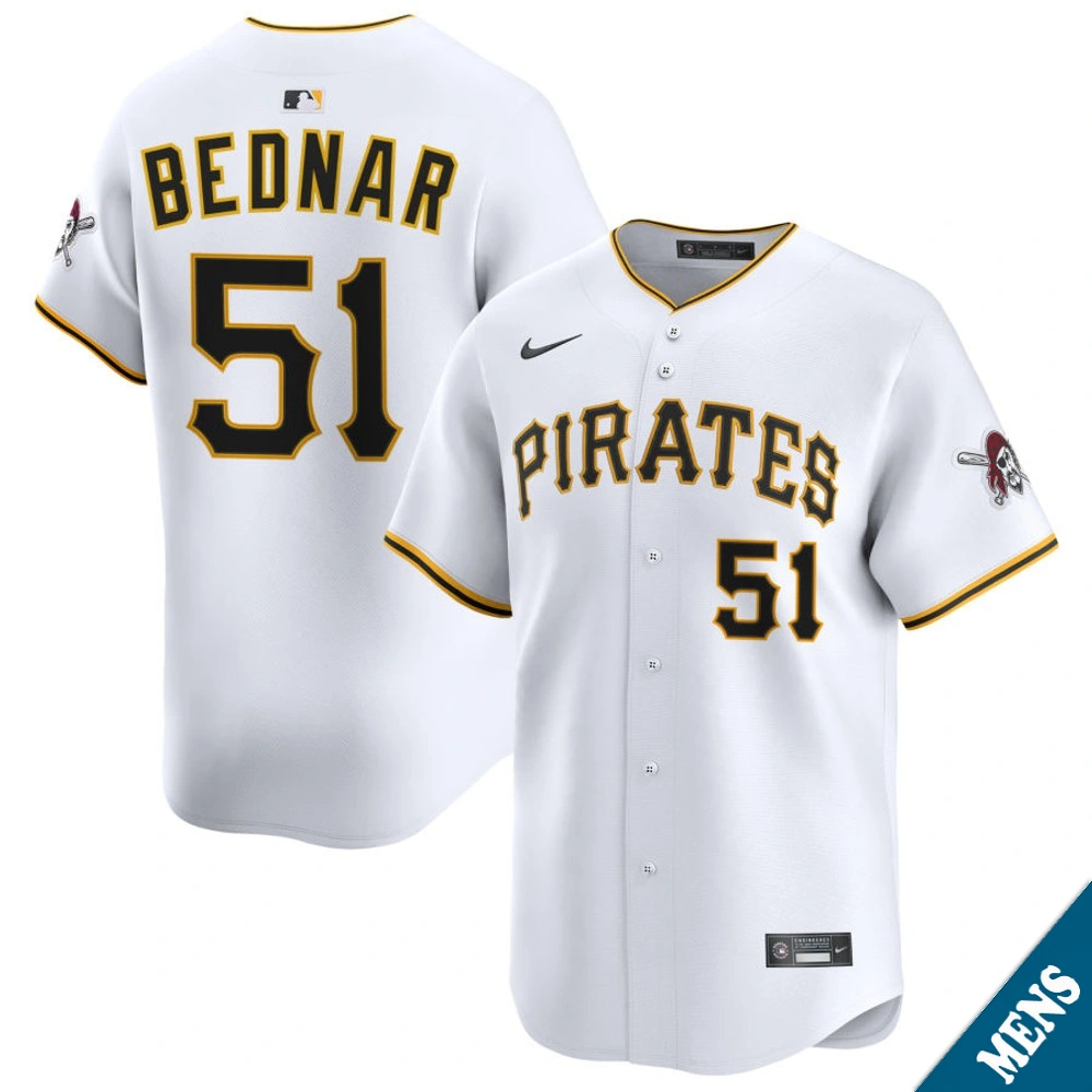 Men's Pittsburgh Pirates David Bednar #51 Home White Limited Jersey
