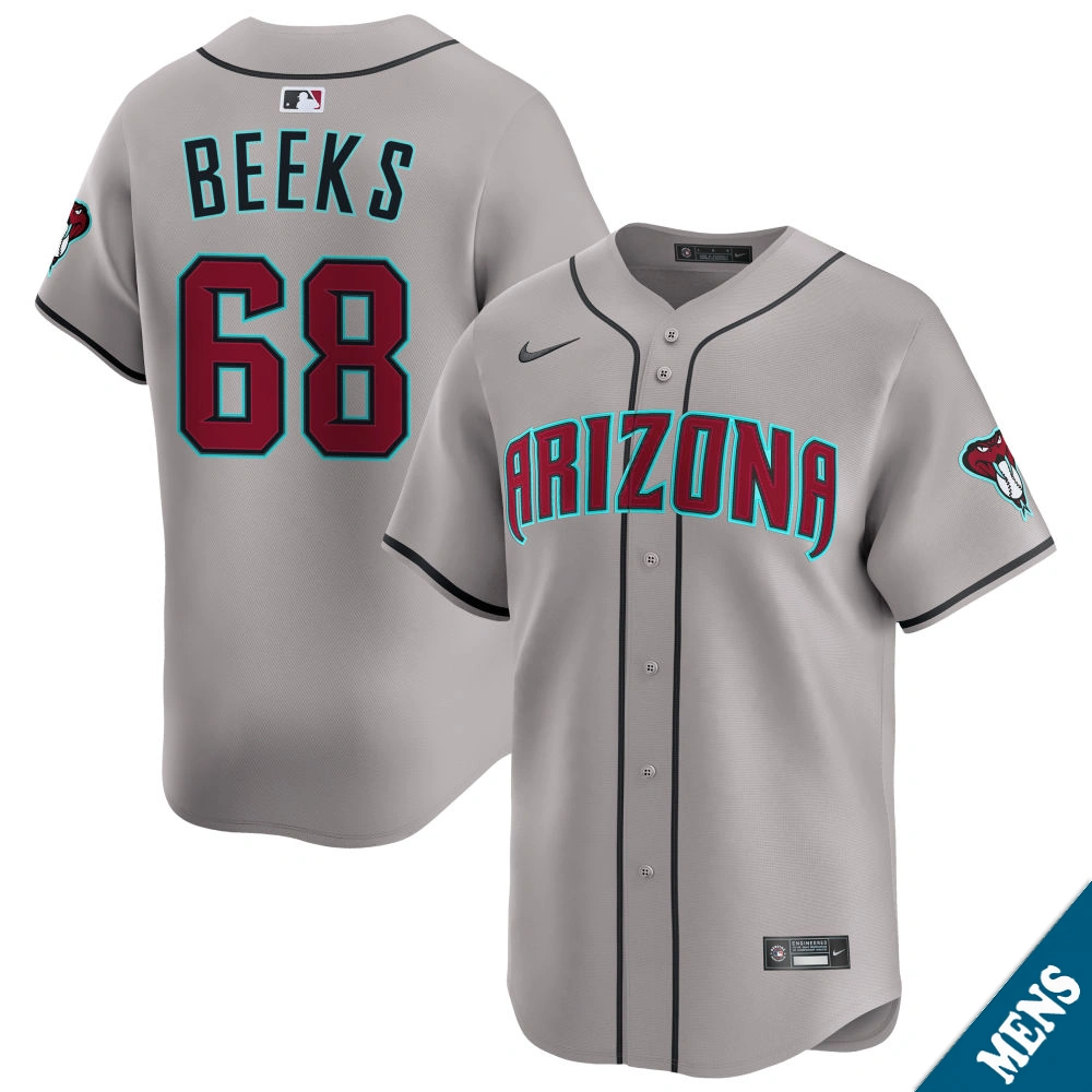 Men's Arizona Diamondbacks Jalen Beeks #68 Gray Away Limited Jersey