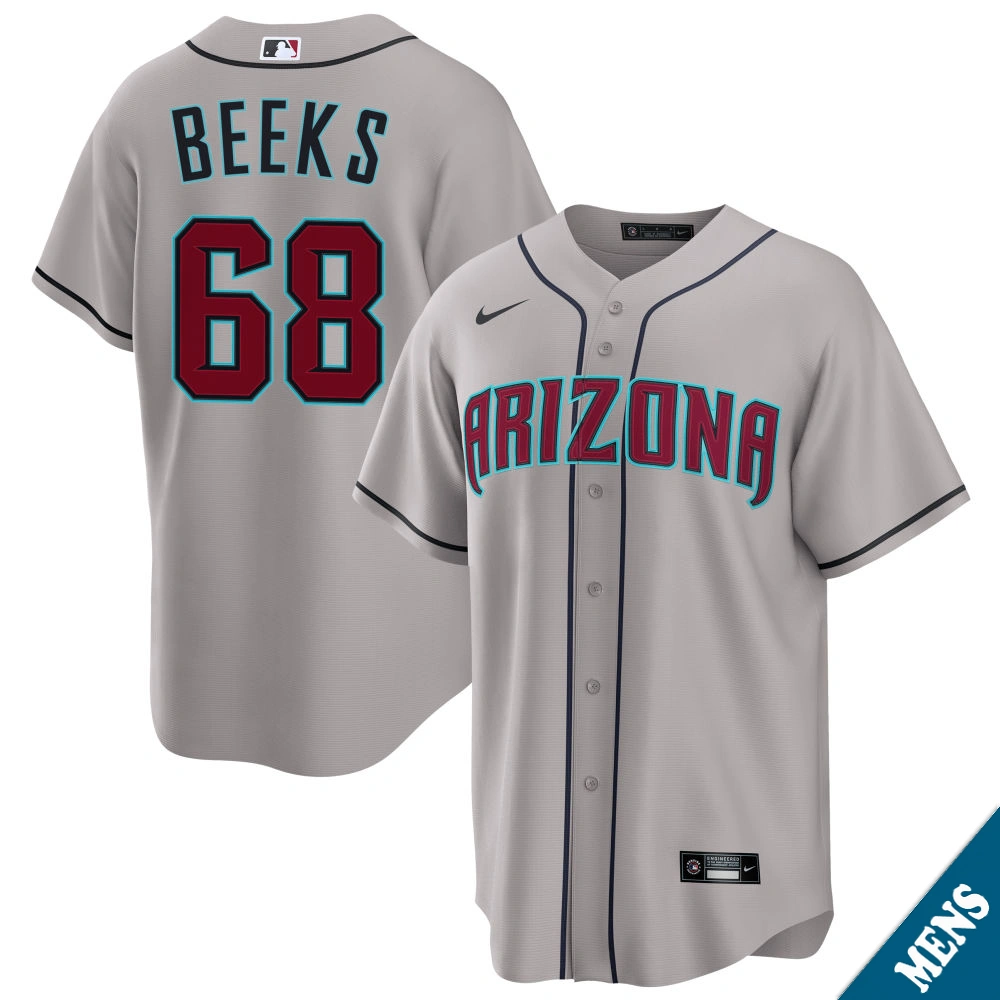 Men's Arizona Diamondbacks Jalen Beeks #68 Gray Road Replica Jersey