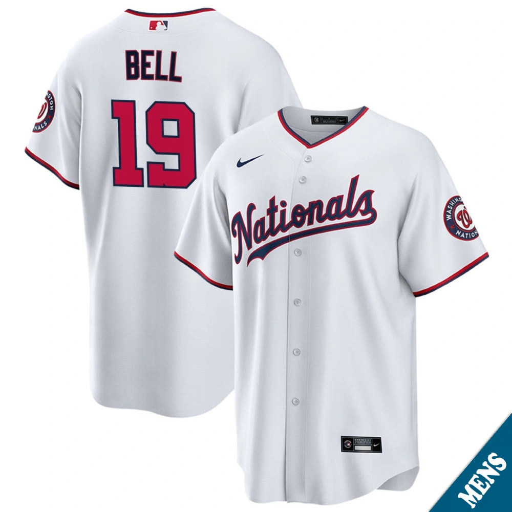 Men's Washington Nationals Josh Bell #19 White Replica Jersey