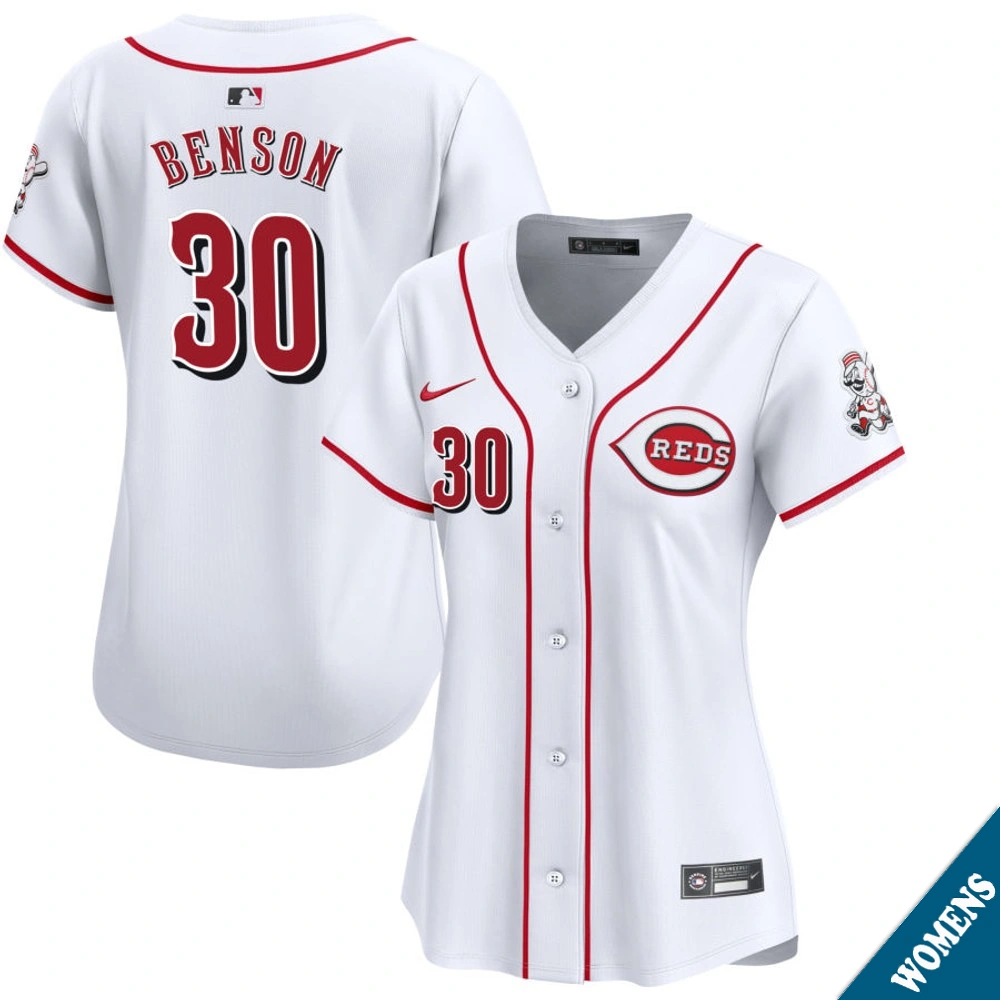 Women's Cincinnati Reds Will Benson #30 Home White Limited Jersey Women's Cincinnati Reds Will Benson #30 Home White Limited Jersey