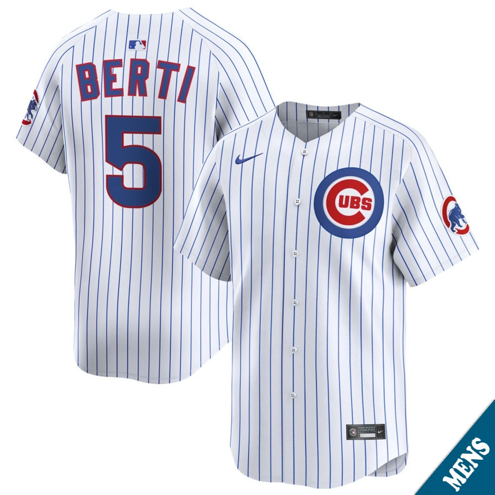 Men's Chicago Cubs Jon Berti #5 Home White Limited Jersey Men's Chicago Cubs Jon Berti #5 Home White Limited Jersey