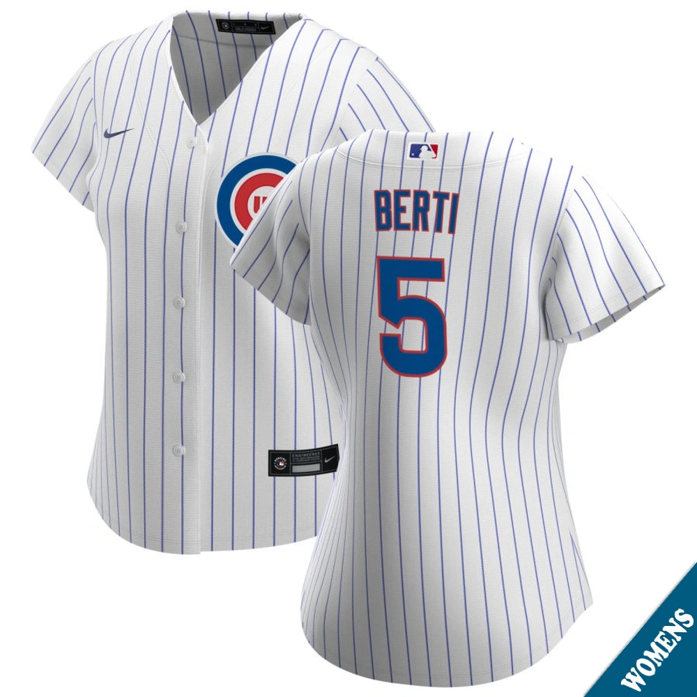 Women's Chicago Cubs Jon Berti #5 Home White Replica Jersey Women's Chicago Cubs Jon Berti #5 Home White Replica Jersey