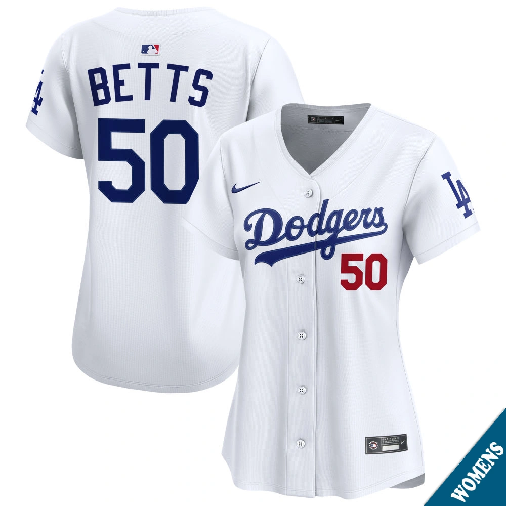 Women's Los Angeles Dodgers Mookie Betts #50 Home White Limited Jersey