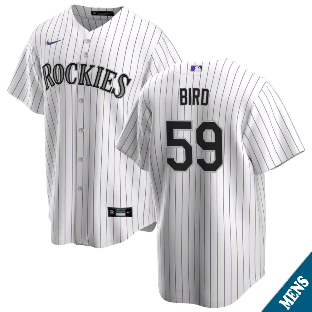Men's Colorado Rockies Jake Bird #59 Home White Replica Jersey