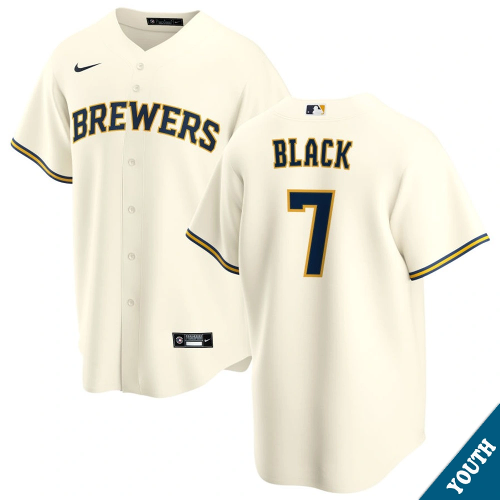 Youth Milwaukee Brewers Tyler Black #7 Home Cream Replica Jersey