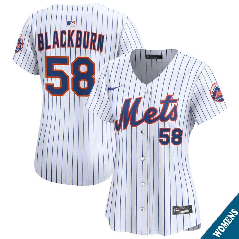 Women's New York Mets Paul Blackburn #58 Home White Limited Jersey