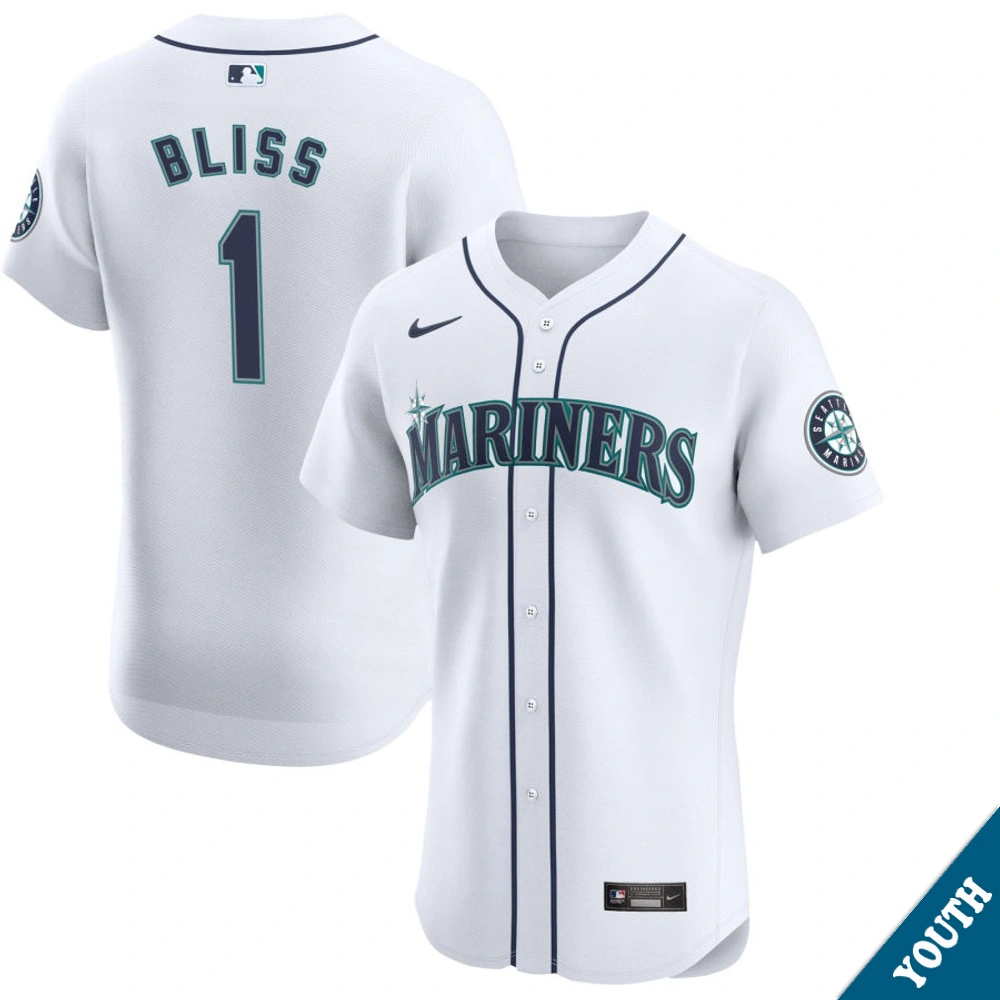 Youth Seattle Mariners Ryan Bliss #1 Home White Elite Jersey