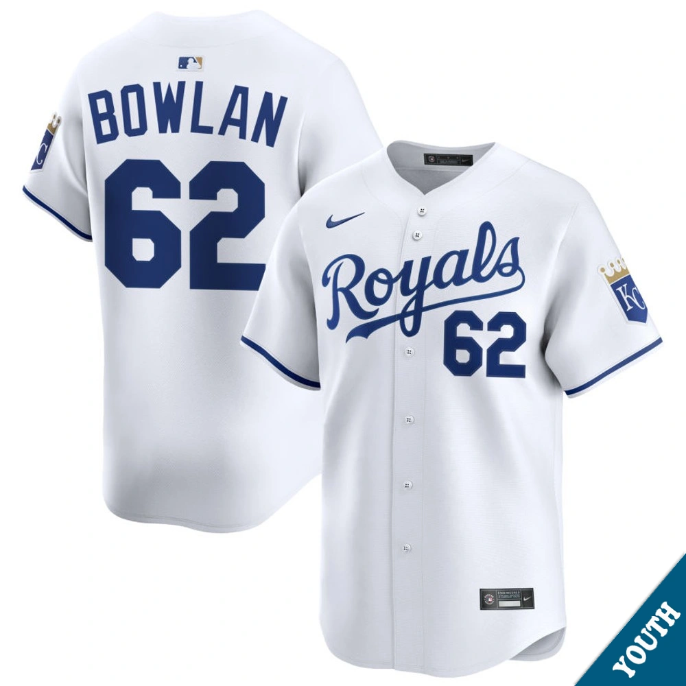 Youth Kansas City Royals Jonathan Bowlan #62 Home White Limited Jersey
