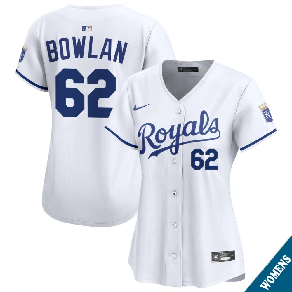 Women's Kansas City Royals Jonathan Bowlan #62 Home White Limited Jersey