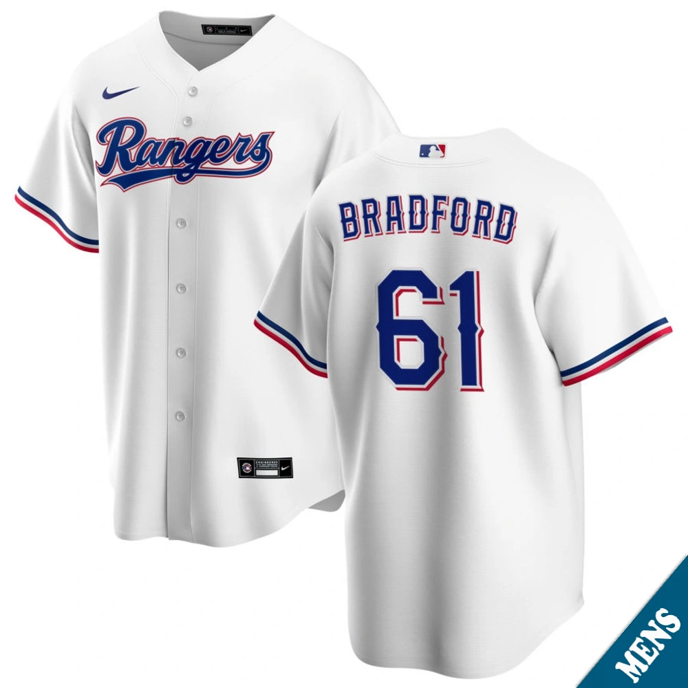 Men's Texas Rangers Cody Bradford #61 Home White Replica Jersey