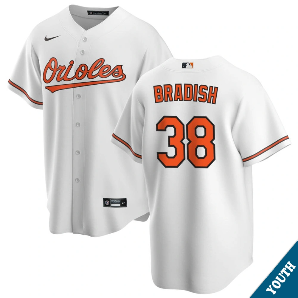 Youth Baltimore Orioles Kyle Bradish #38 Home White Replica Jersey