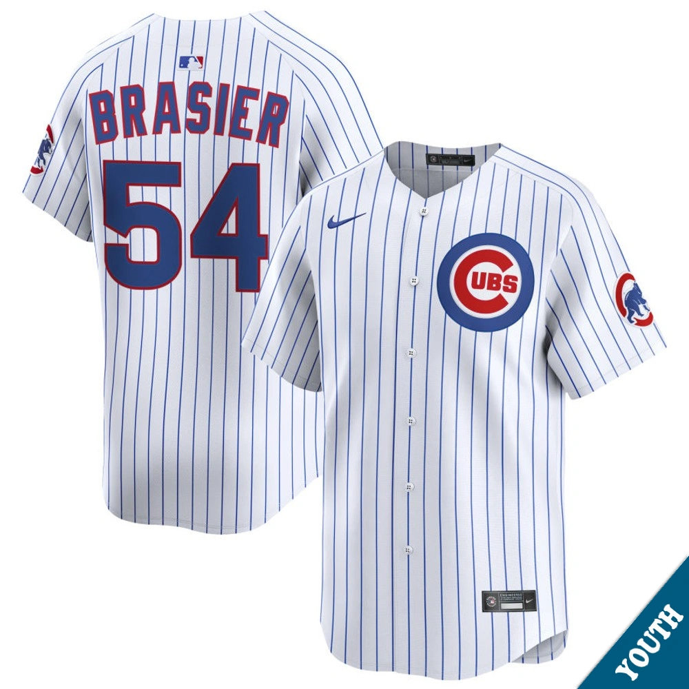 Youth Chicago Cubs Ryan Brasier #54 Home White Limited Jersey Youth Chicago Cubs Ryan Brasier #54 Home White Limited Jersey