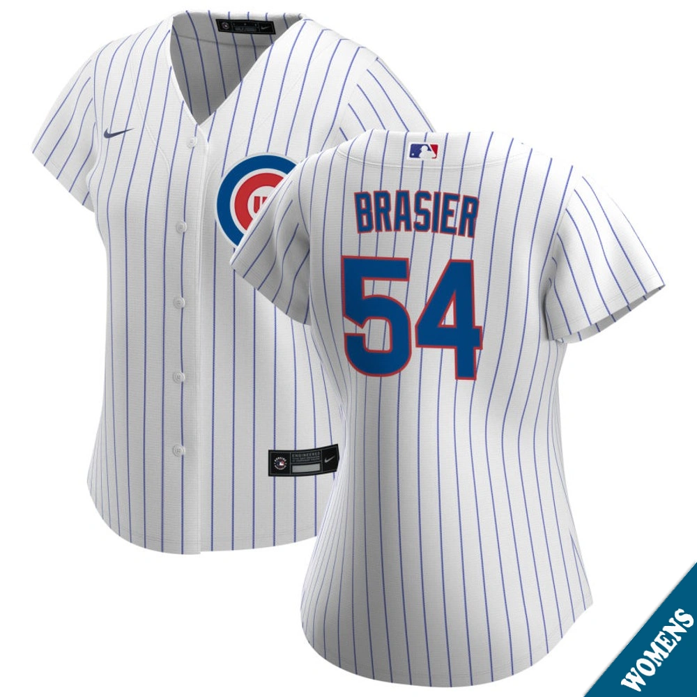 Women's Chicago Cubs Ryan Brasier #54 Home White Replica Jersey Women's Chicago Cubs Ryan Brasier #54 Home White Replica Jersey