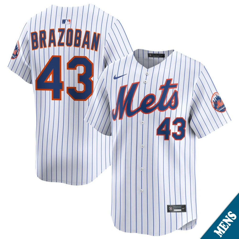 Men's New York Mets Huascar Brazoban #43 Home White Limited Jersey