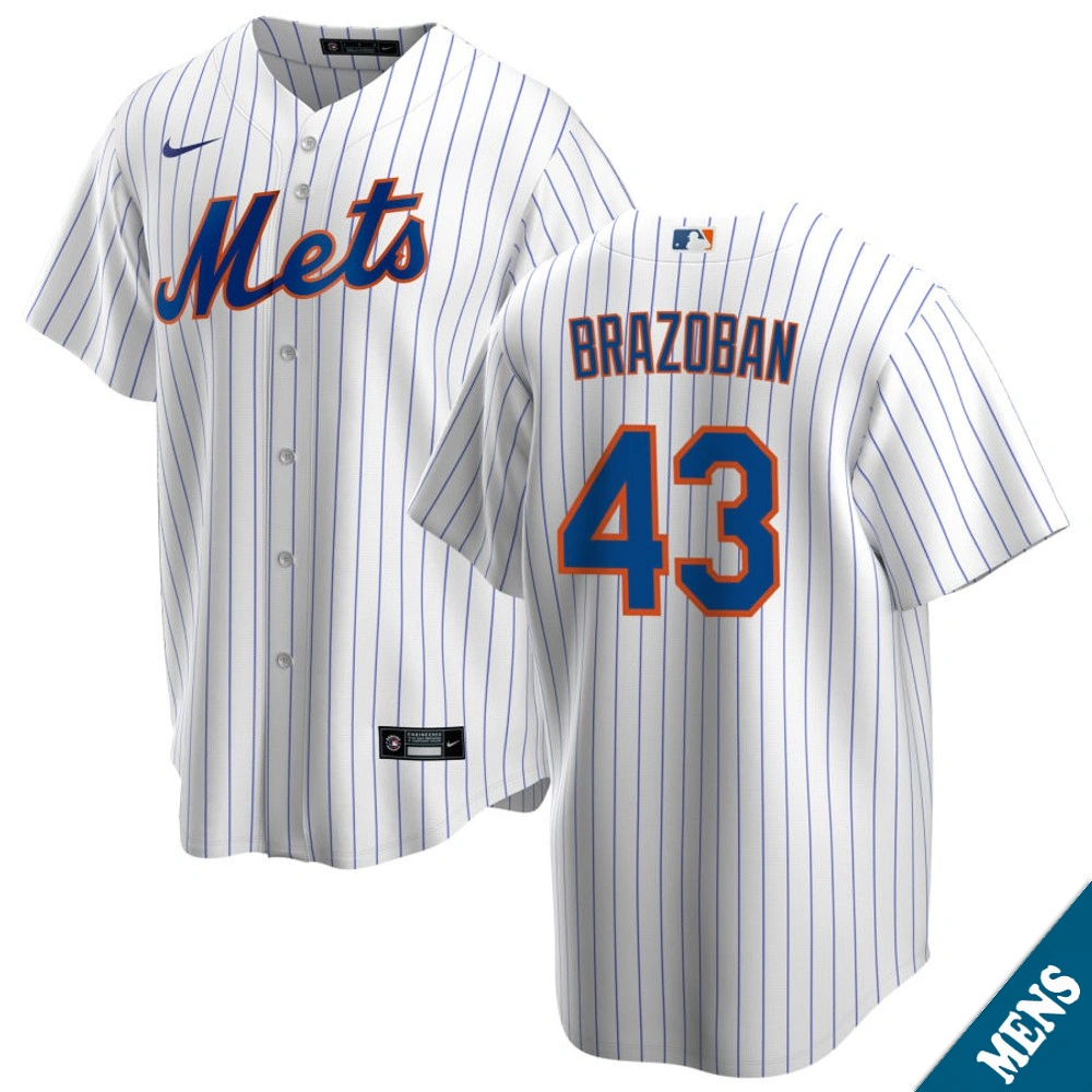 Men's New York Mets Huascar Brazoban #43 Home White Replica Jersey