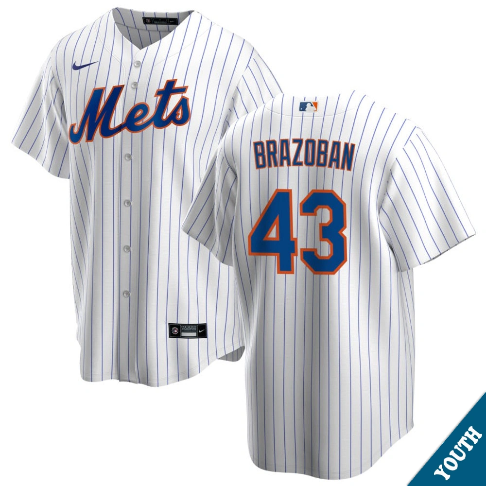 Youth New York Mets Huascar Brazoban #43 Home White Replica Jersey