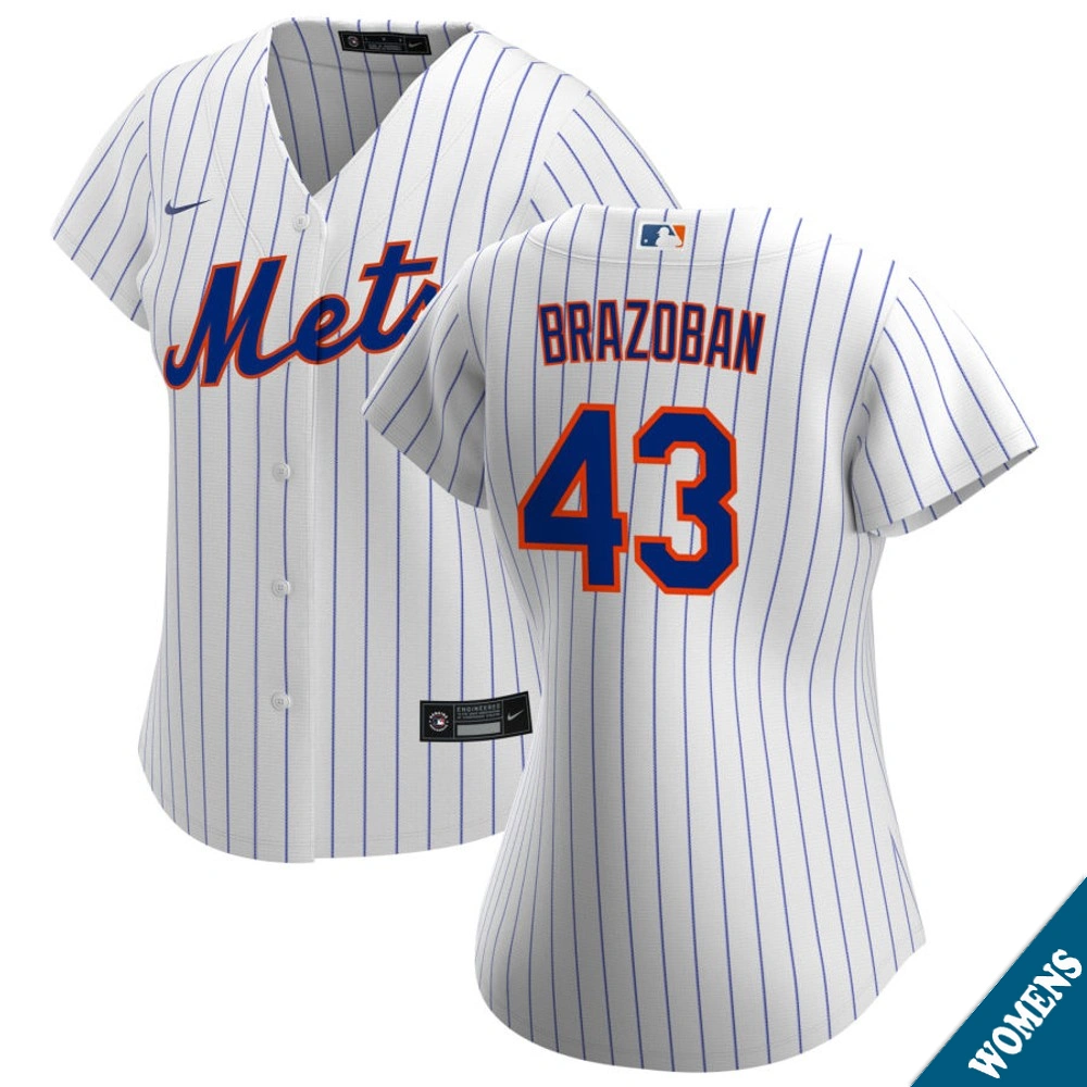Women's New York Mets Huascar Brazoban #43 Home White Replica Jersey