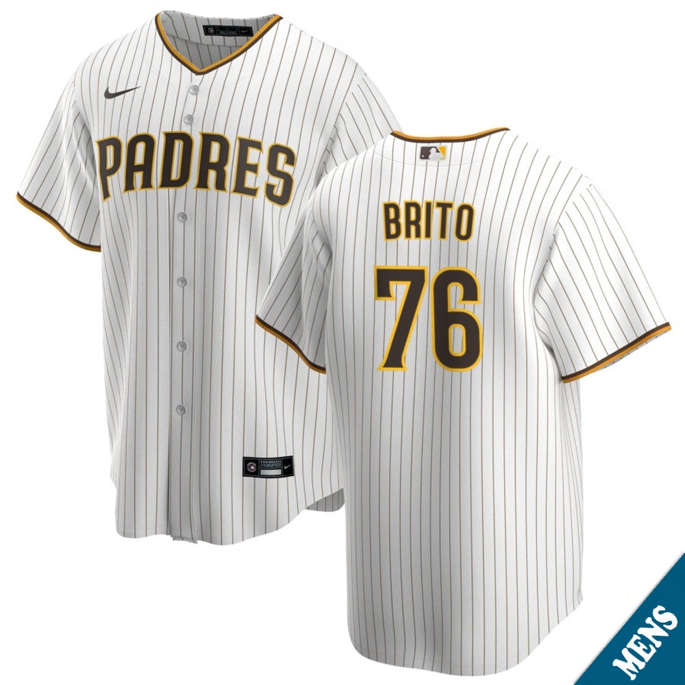 Men's San Diego Padres Jhony Brito #76 Home White Replica Jersey Men's San Diego Padres Jhony Brito #76 Home White Replica Jersey