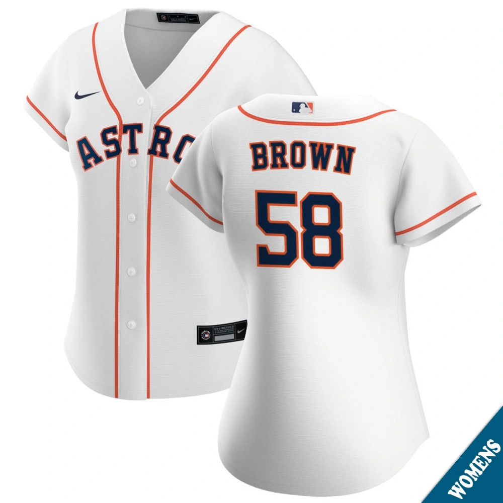 Women's Houston Astros Hunter Brown #58 Home White Replica Jersey