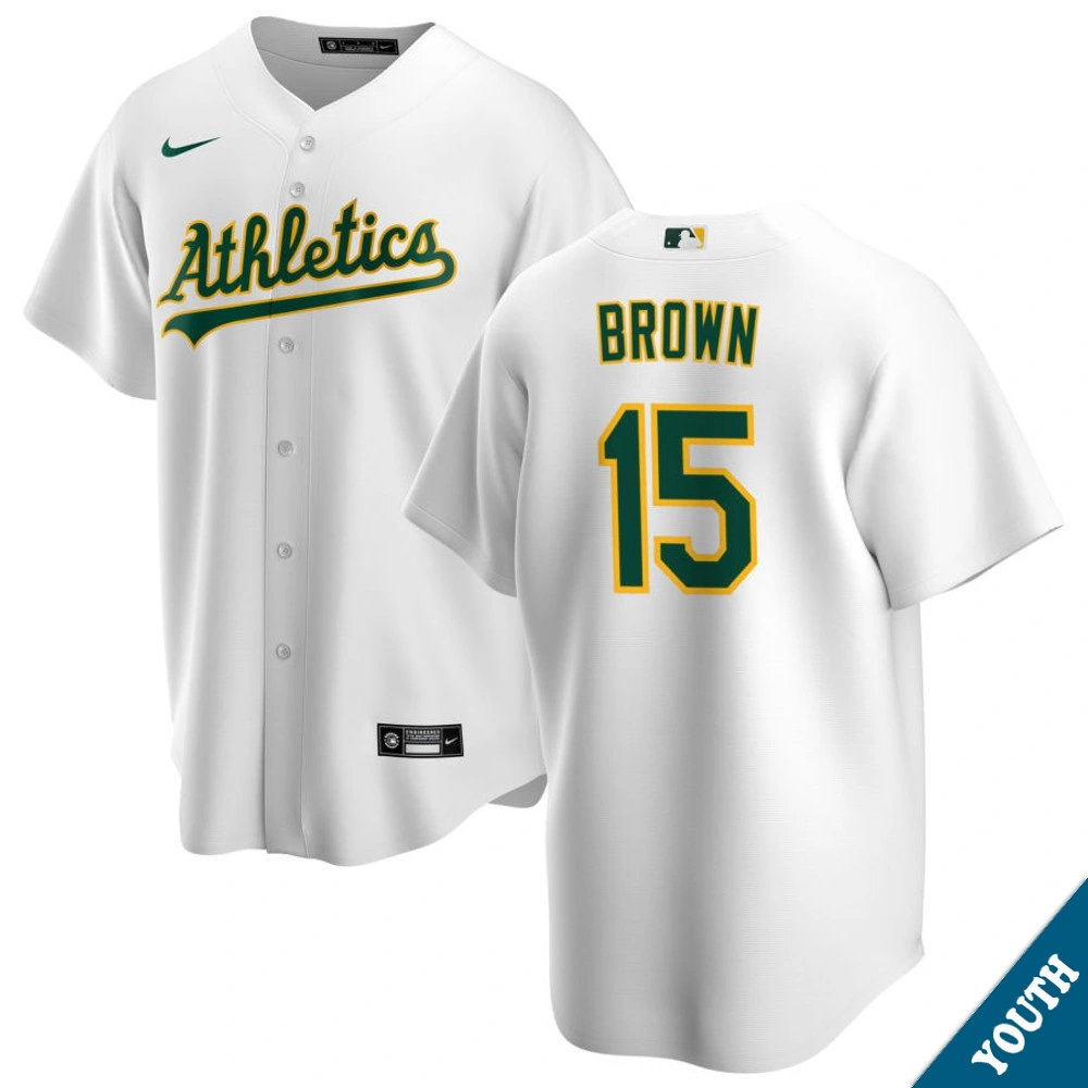 Youth Athletics Seth Brown #15 Home White Replica Jersey