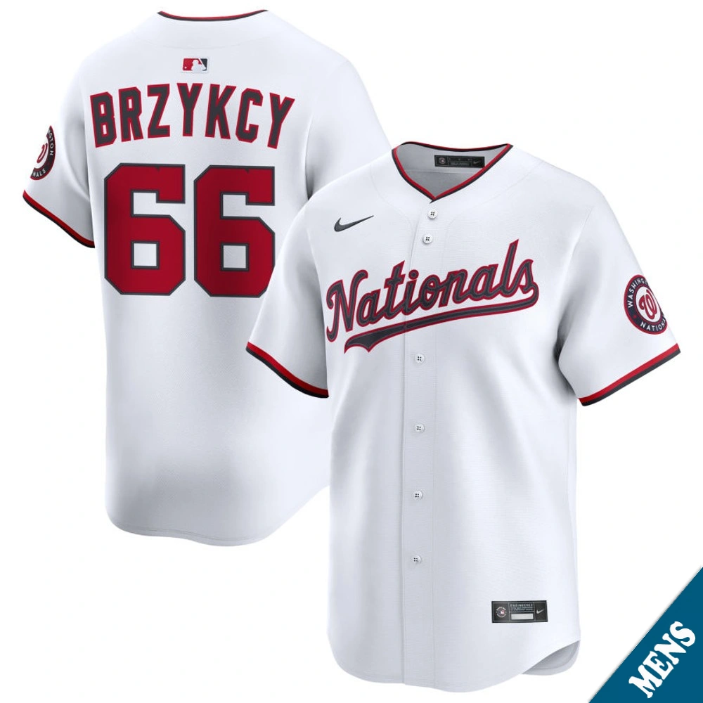 Men's Washington Nationals Zach Brzykcy #66 Home White Limited Jersey