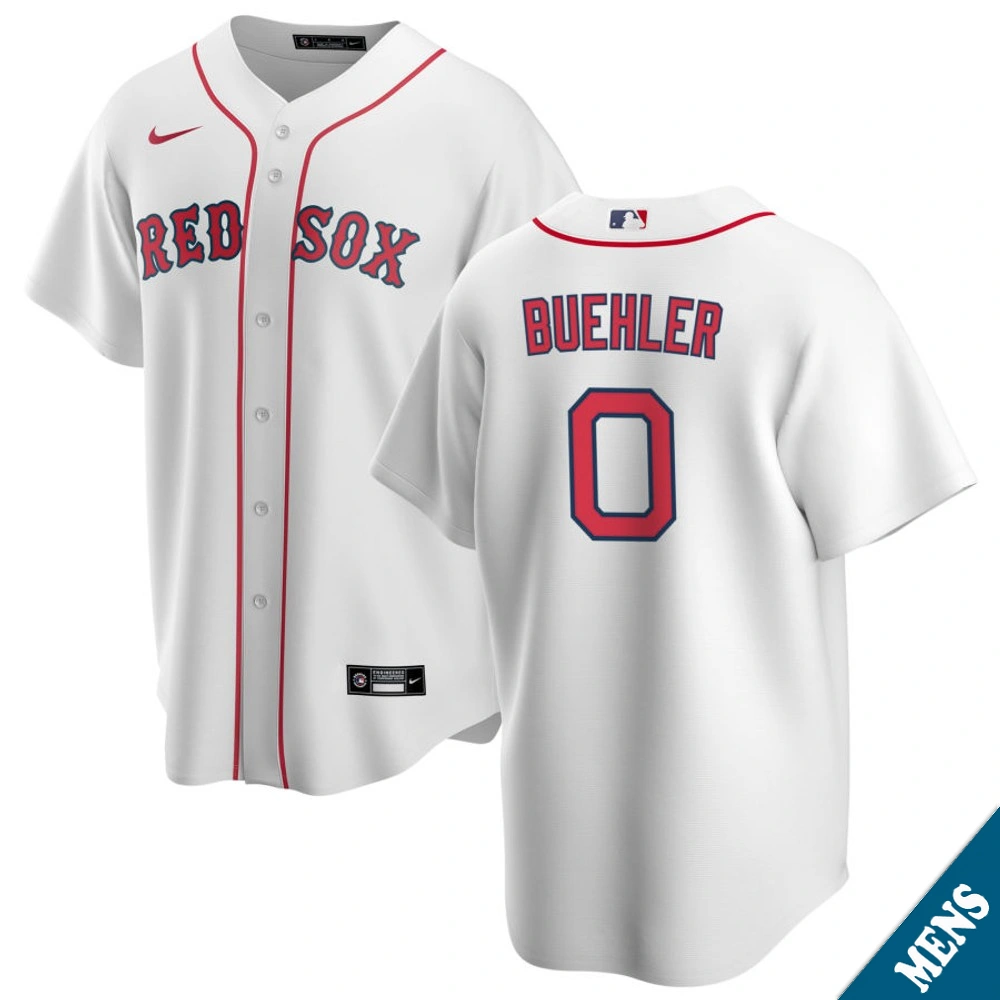 Men's Boston Red Sox Walker Buehler #0 Home White Replica Jersey Men's Boston Red Sox Walker Buehler #0 Home White Replica Jersey