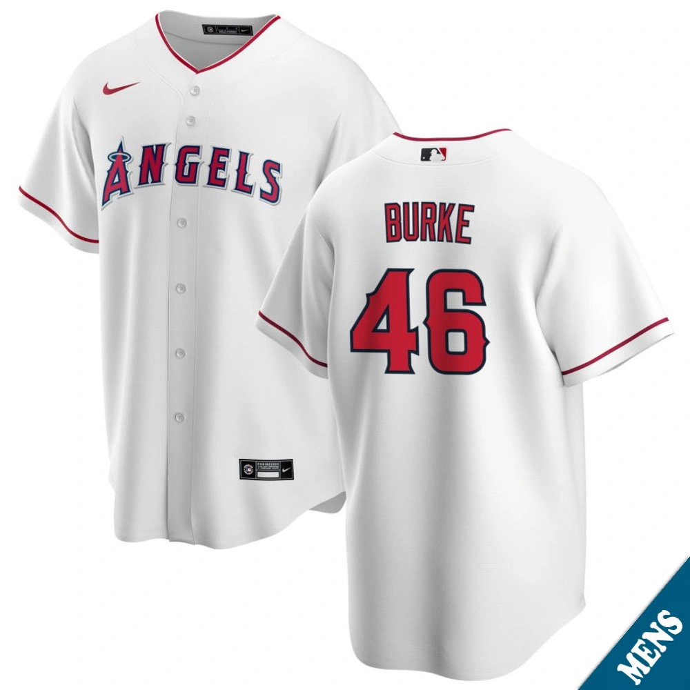 Men's Los Angeles Angels Brock Burke #46 Home White Replica Jersey