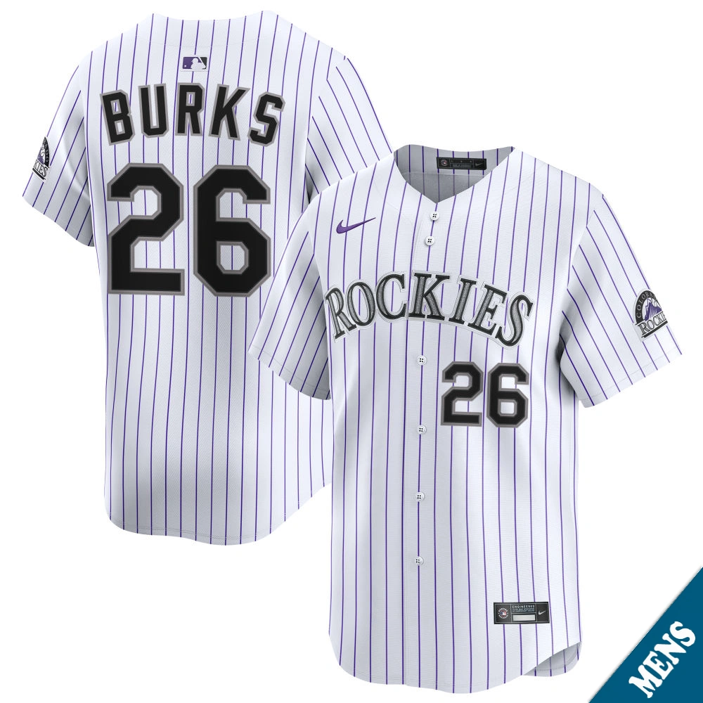Men's Colorado Rockies Ellis Burks #26 Home White Limited Former Player‌ Jersey