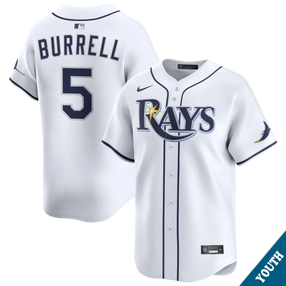 Youth Tampa Bay Rays Pat Burrell #5 Home White Limited Former Player‌ Jersey