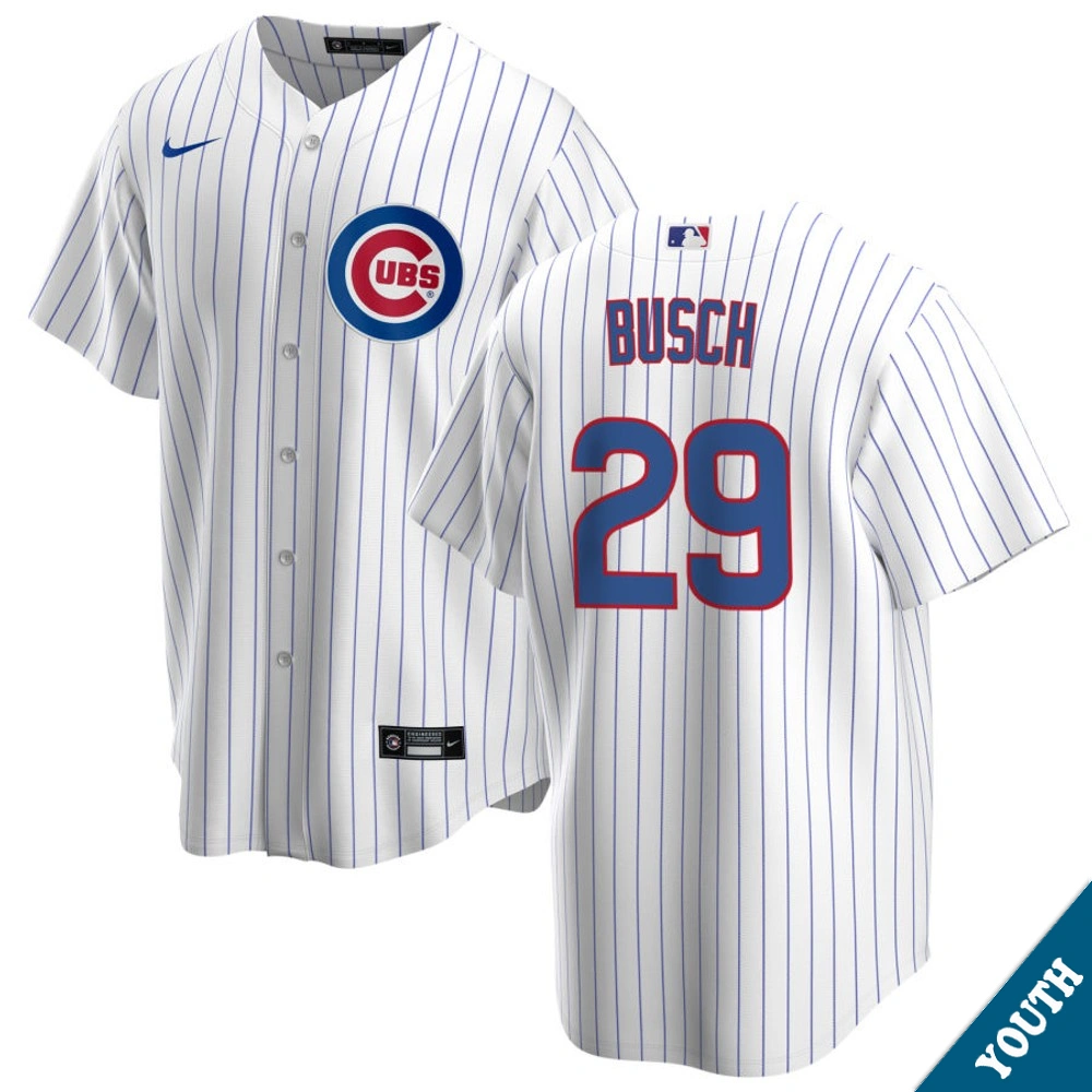 Youth Chicago Cubs Michael Busch #29 Home White Replica Jersey