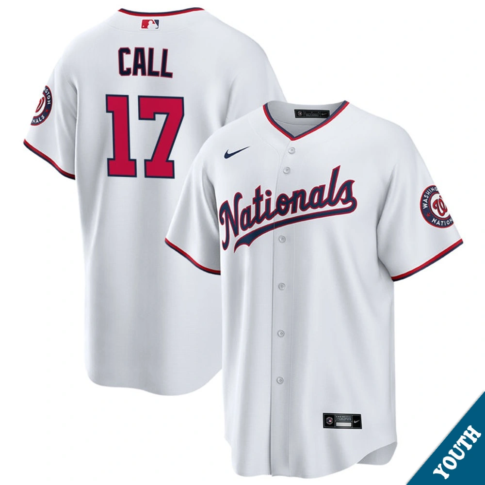 Youth Washington Nationals Alex Call #17 White Replica Jersey