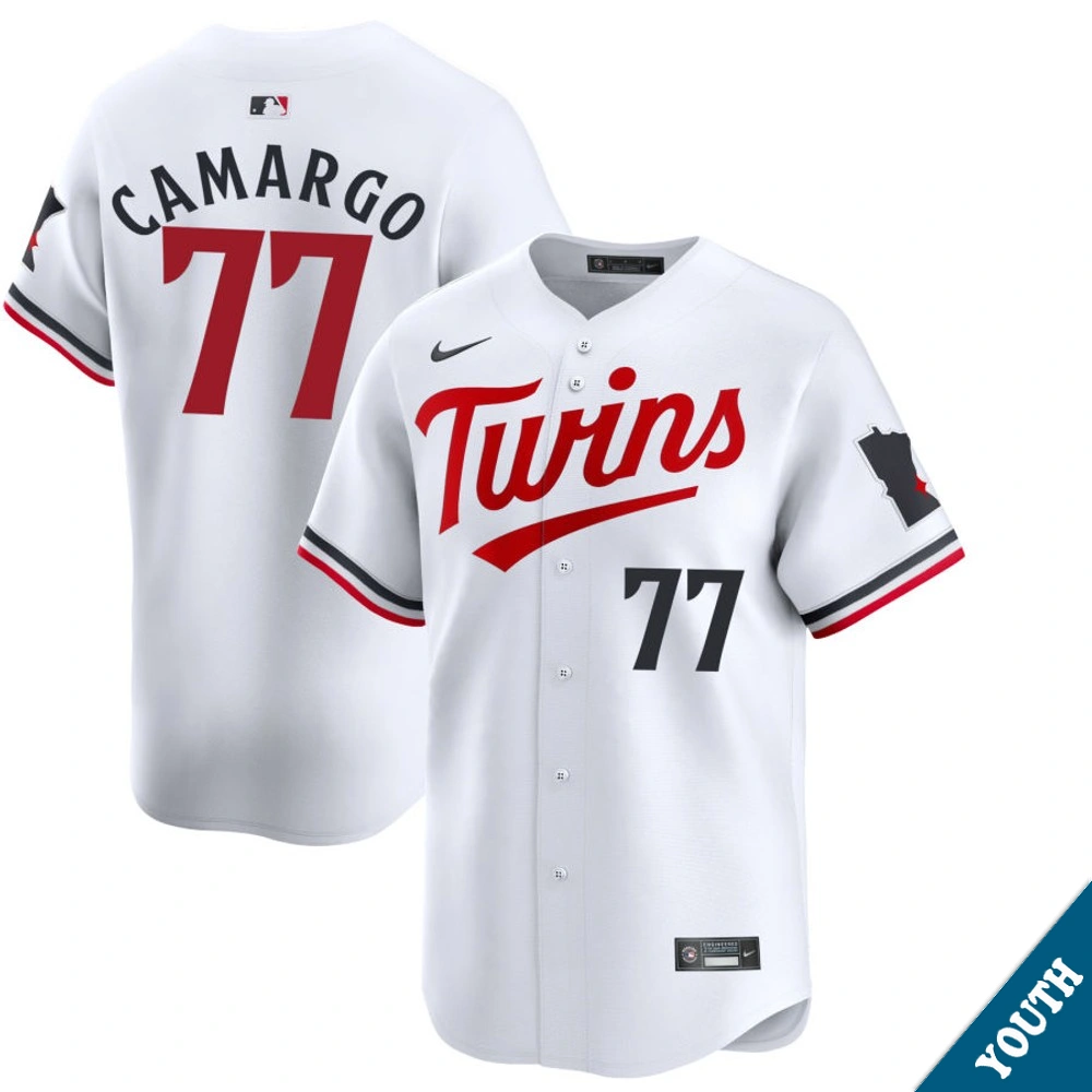 Youth Minnesota Twins Jair Camargo #77 Home White Limited Jersey