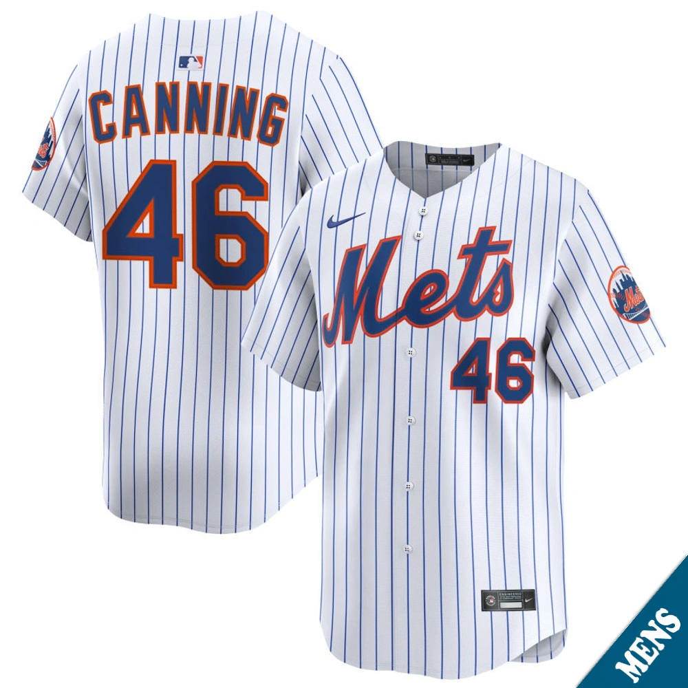 Men's New York Mets Griffin Canning #46 Home White Limited Jersey