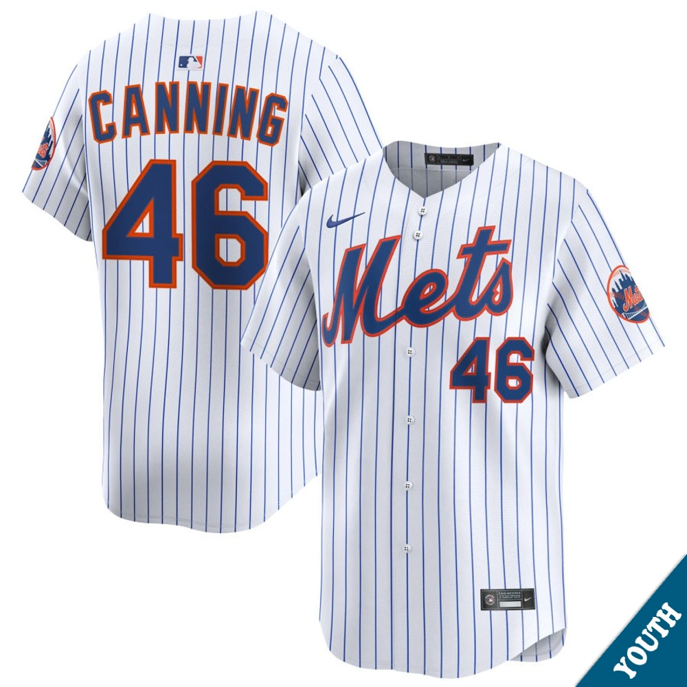 Youth New York Mets Griffin Canning #46 Home White Limited Jersey