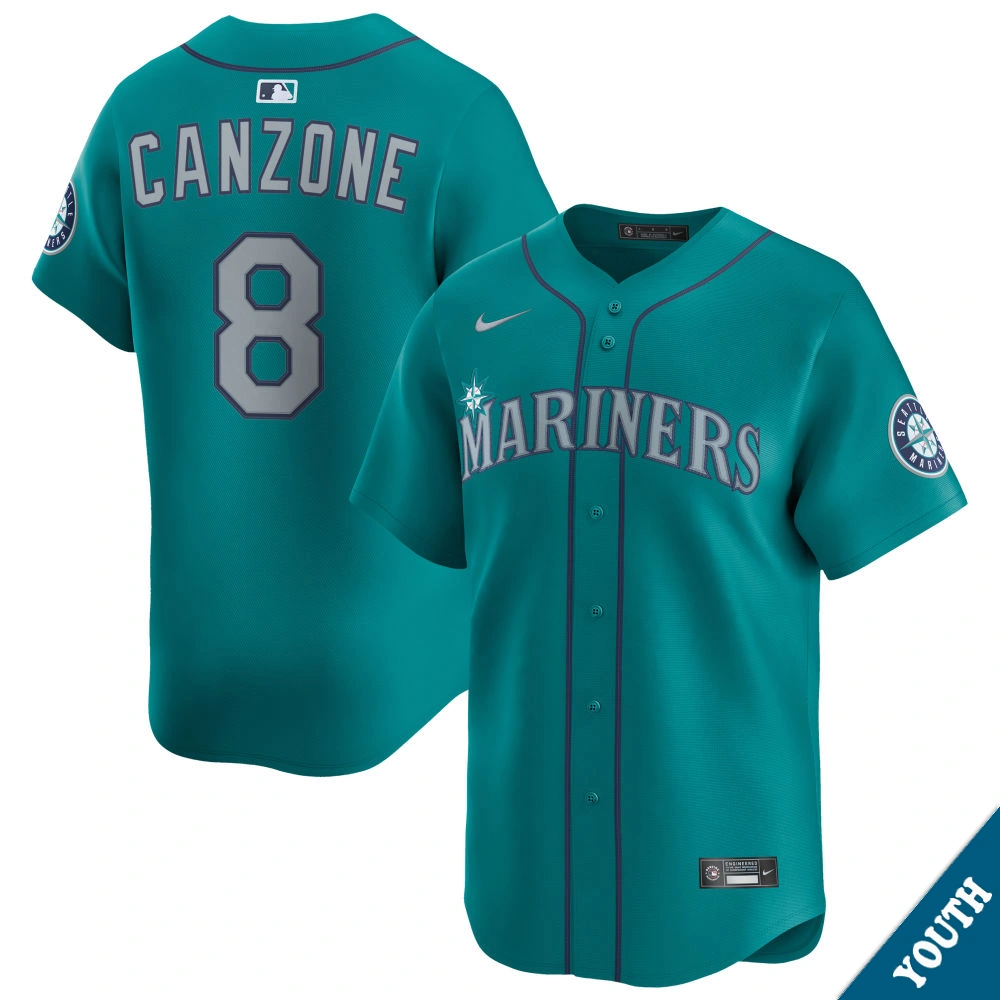 Youth Seattle Mariners Dominic Canzone #8 Aqua Alternate Limited Jersey