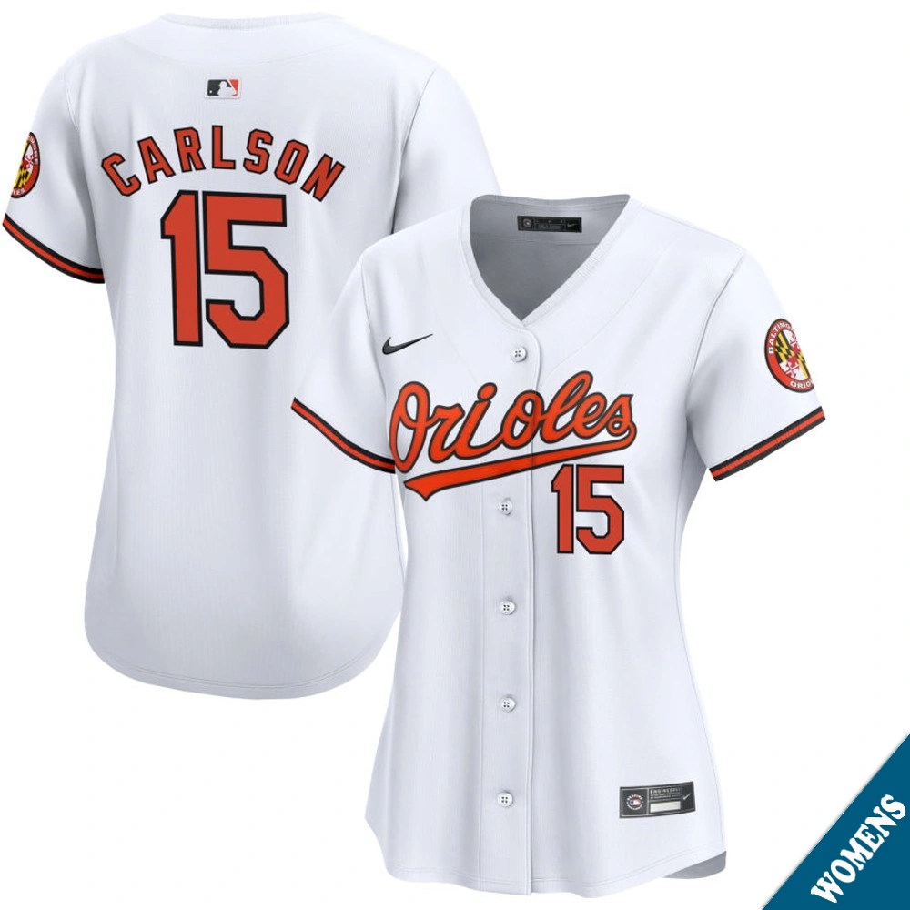 Women's Baltimore Orioles Dylan Carlson #15 Home White Limited Jersey