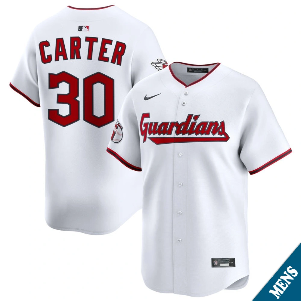 Men's Cleveland Guardians Joe Carter #30 Home White Limited Former Player‌ Jersey
